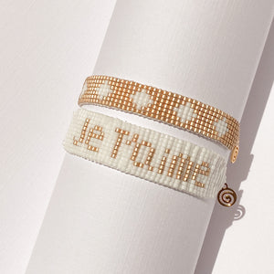 Matte Rose Gold Custom Beaded Loom Bracelet Set