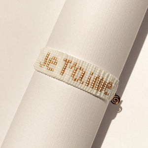 White with Matte Rose Gold Custom Beaded Bracelet