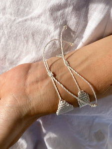 White & Silver Custom Beaded Loom Bracelet Set