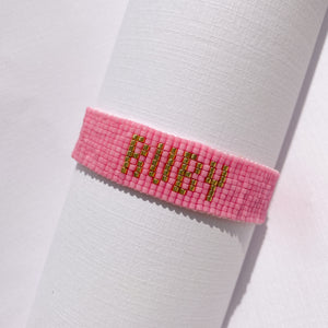 Pink with Gold Custom Beaded Bracelet