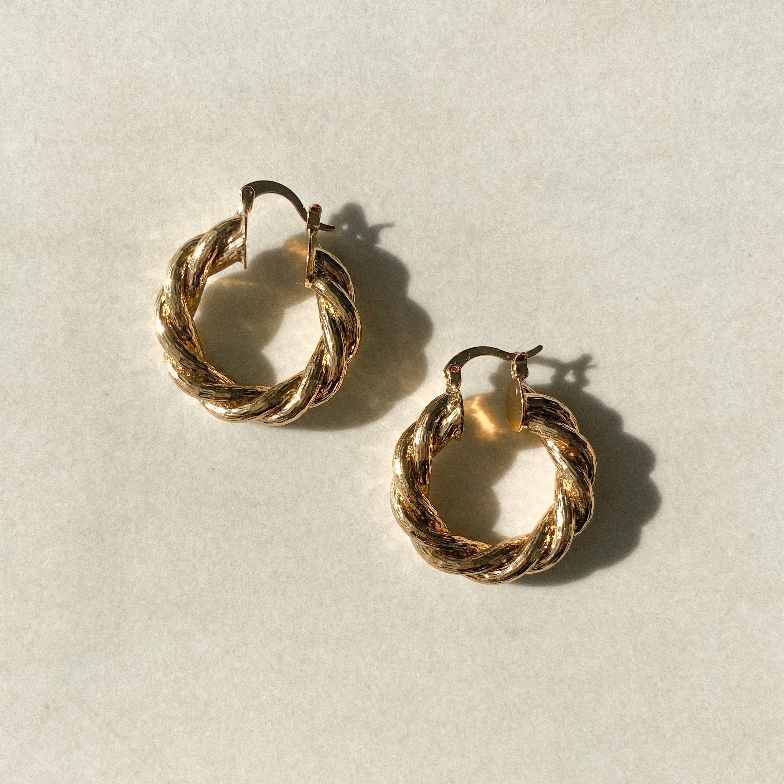 Twisted 18k Gold Hoop Earrings